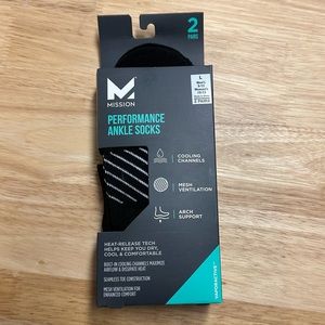 Mission Performance Ankle Socks Black-2 Pairs